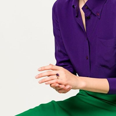 Anillo de Amatista Tallada