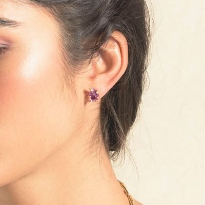 Aretes Amatistas en Bruto - Topos