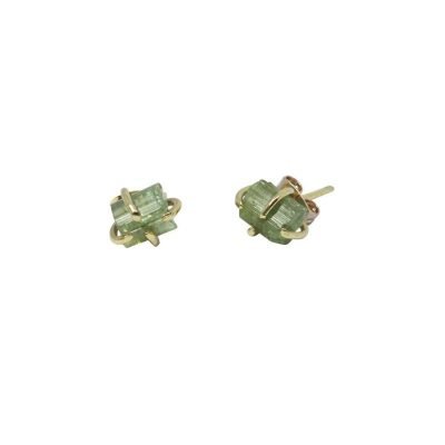 Aretes Turmalina Verde en Bruto - Topos