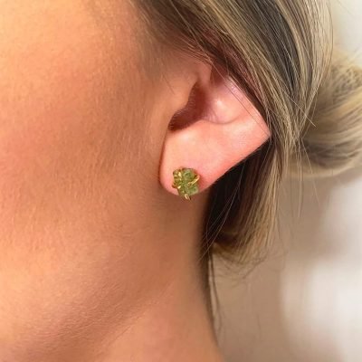 Aretes Turmalina Verde en Bruto - Topos